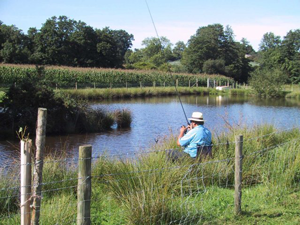 fishing at one of the lakes at Pyesmead Farm